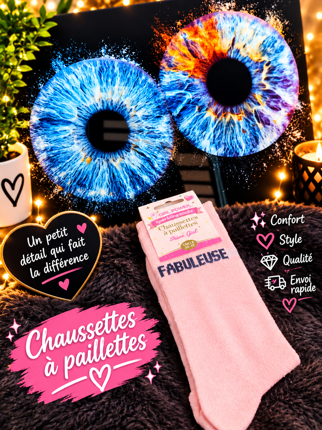 Chaussettes a paillettes fabuleuse