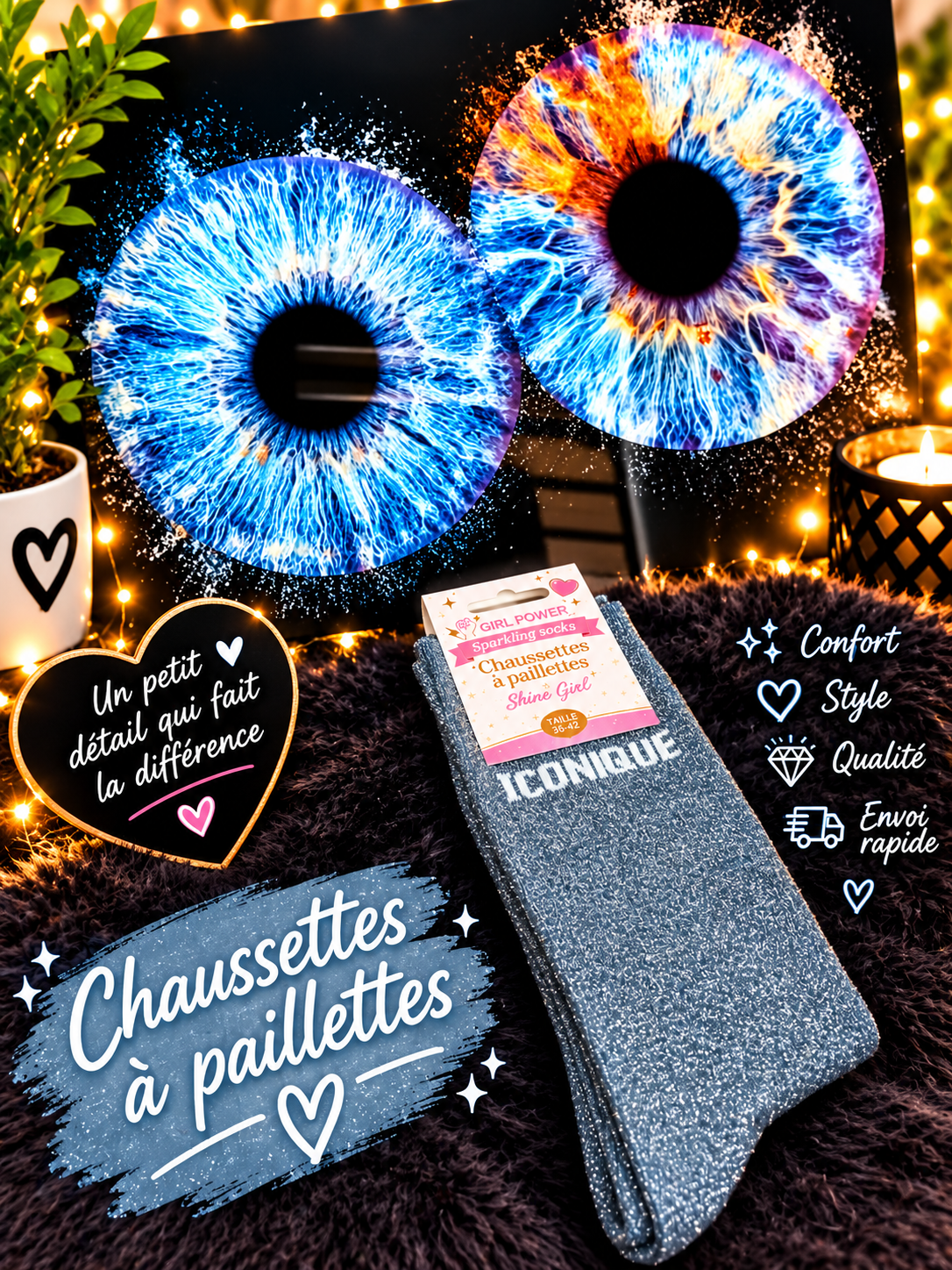 Chaussettes a paillettes iconique