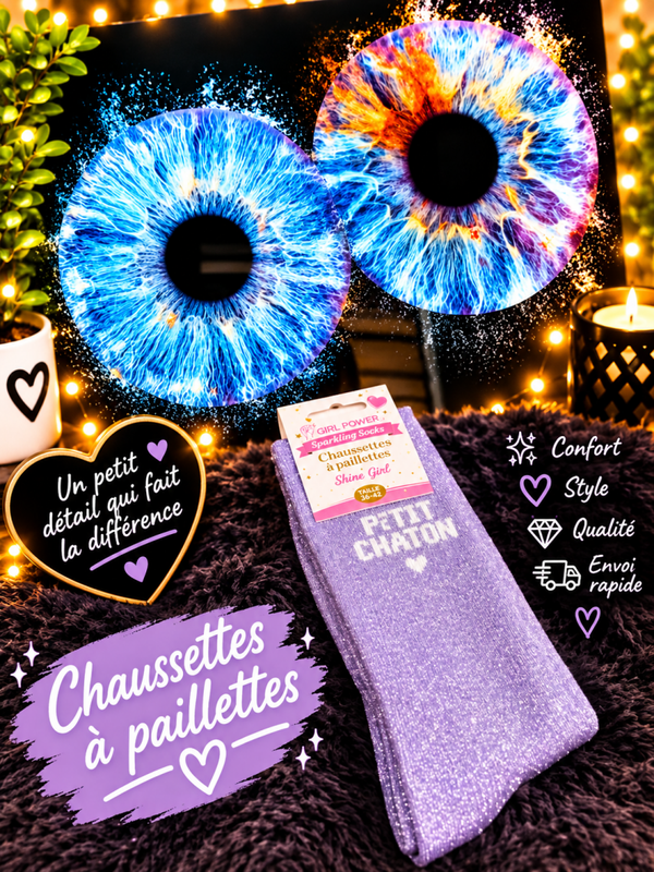 Chaussettes a paillettes p'tit chaton