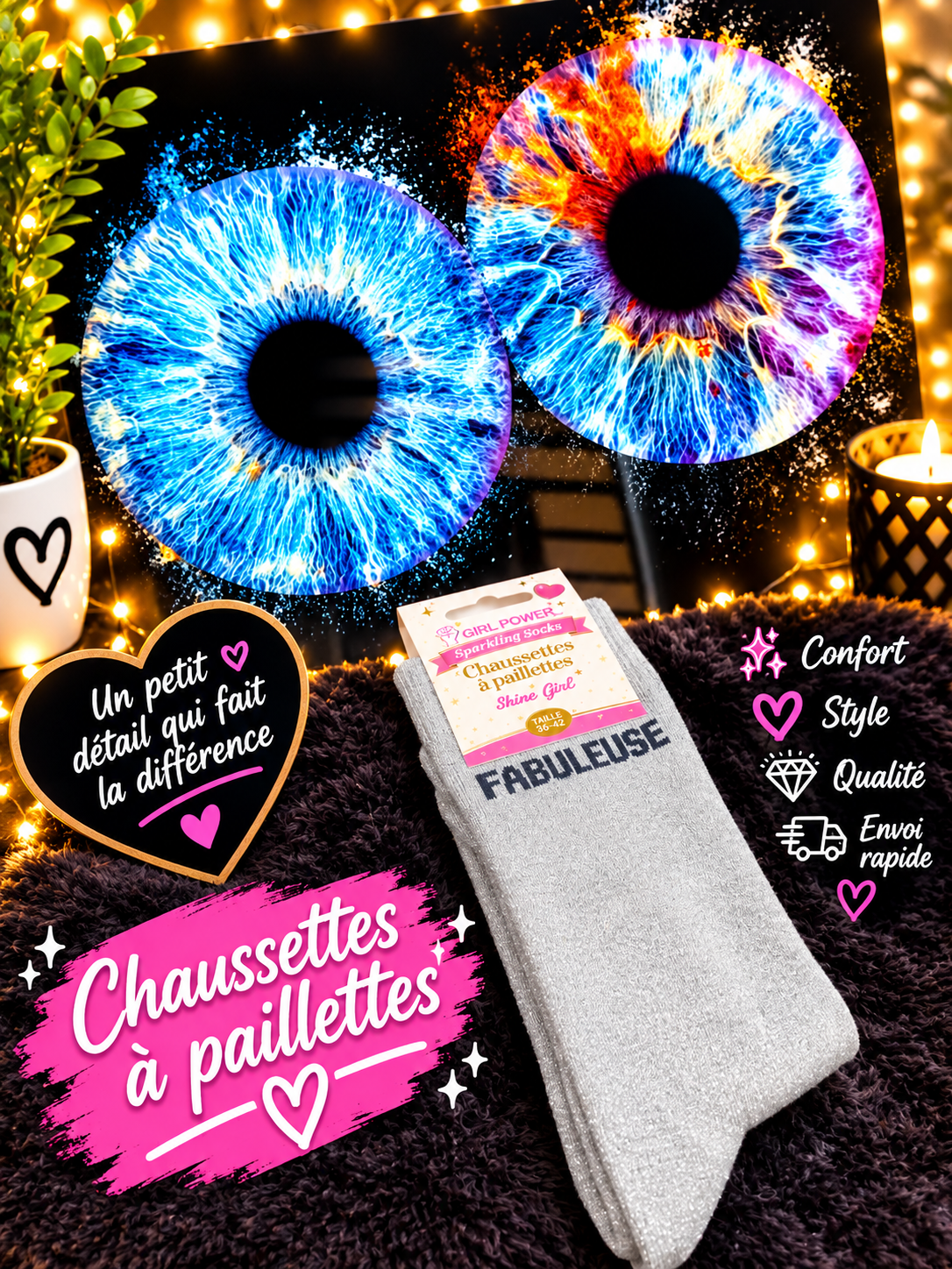 Chaussettes a paillettes fabuleuse
