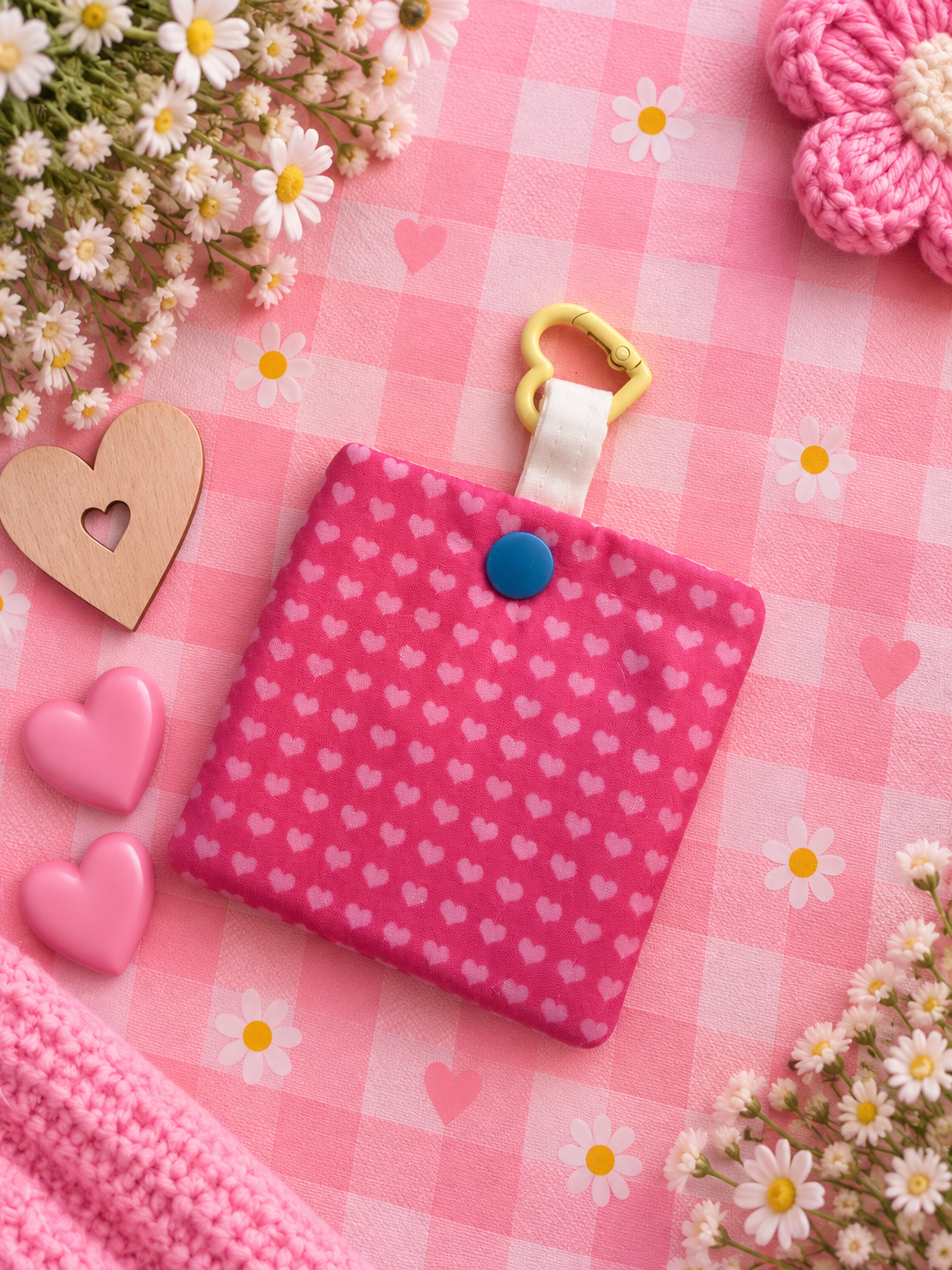 Pink heart hugs headphone case