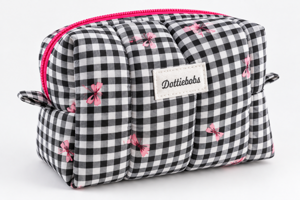 Bow check make up bag