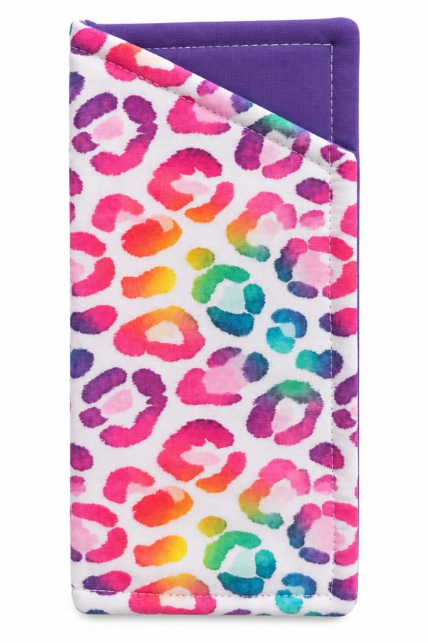 Rainbow leopard glasses case