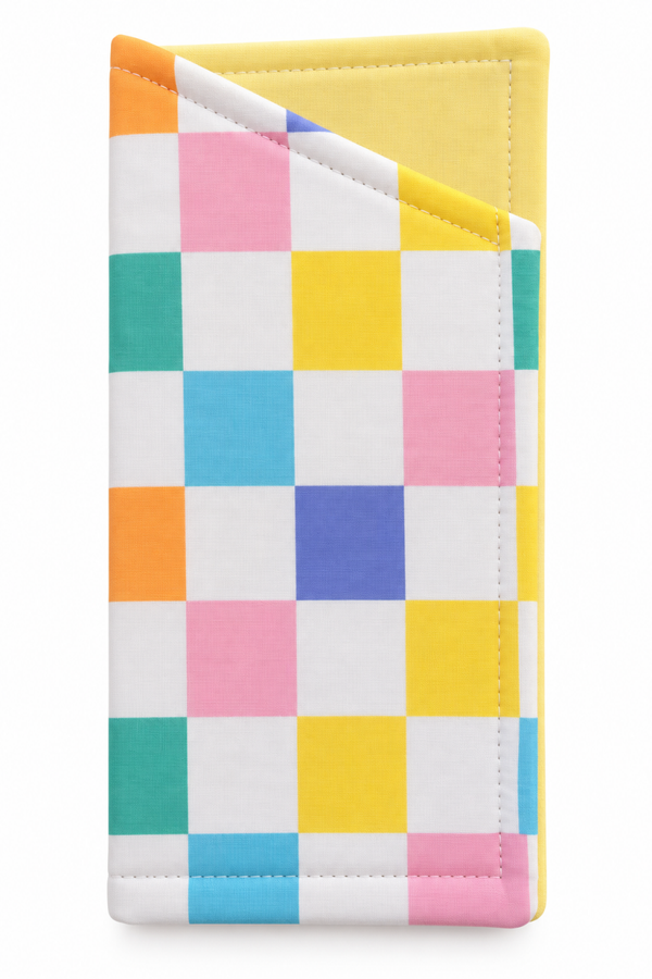Pastel check pop glasses case