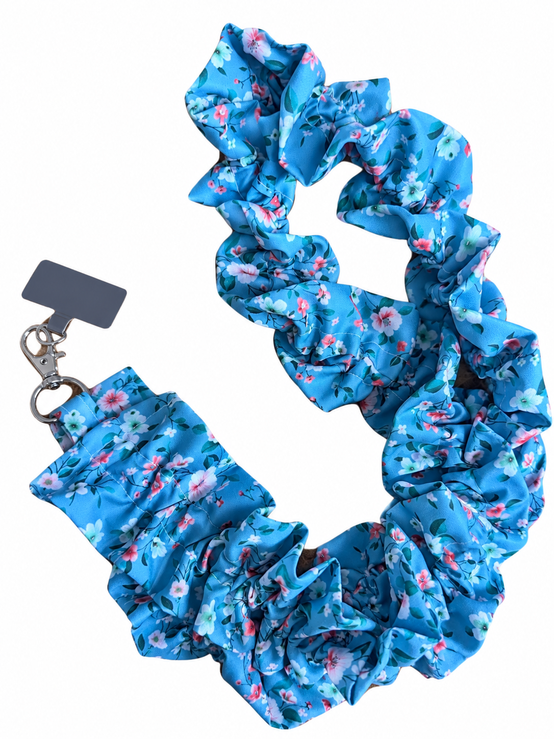 Greeny/blue Floral ruffle lanyard