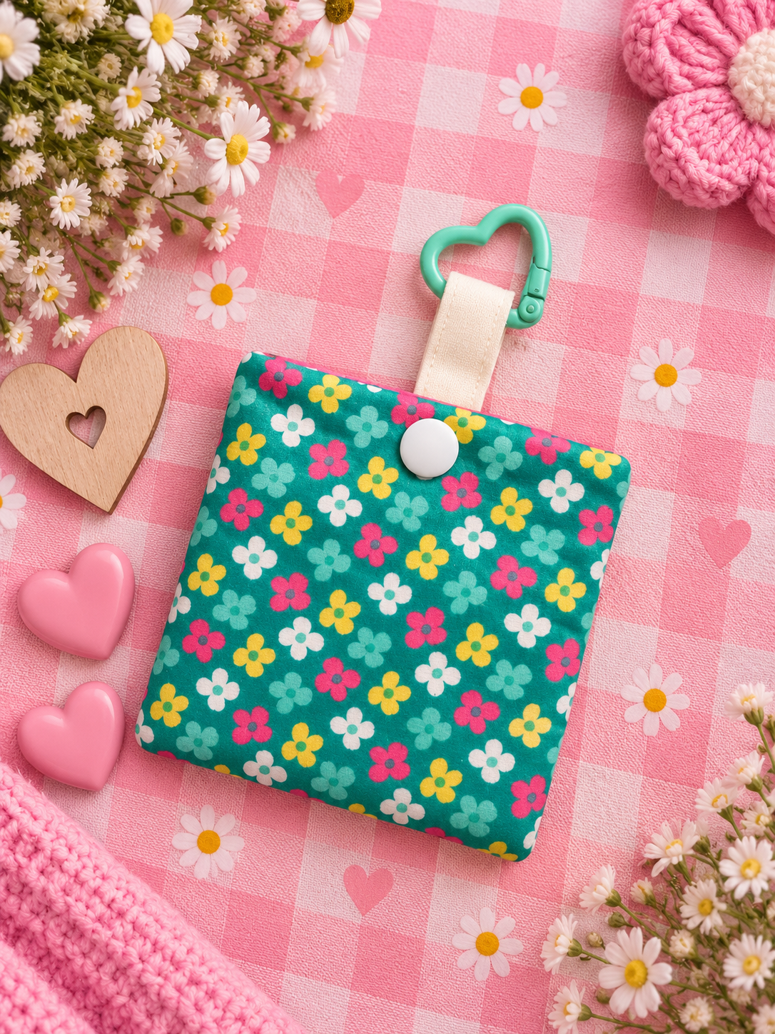 Teal flower garden headphone case