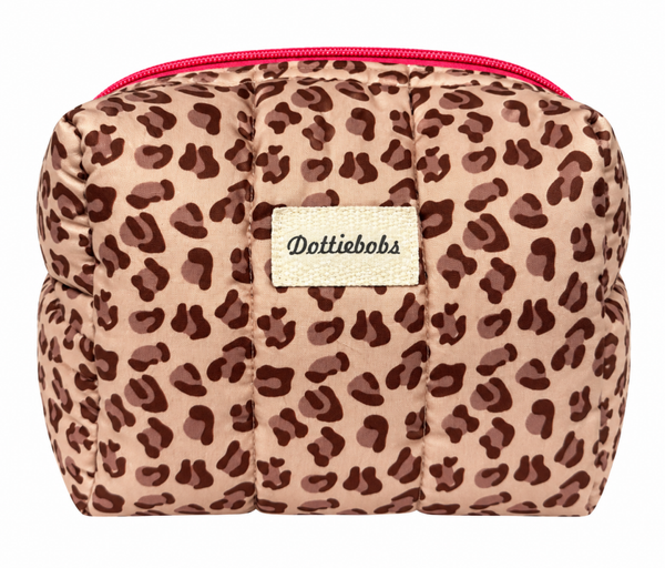 Mocha leopard make up bag
