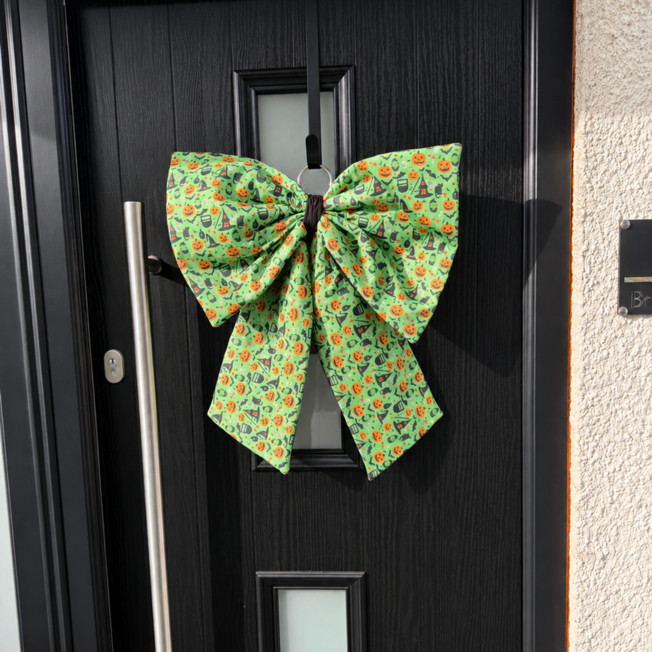 Green witch Halloween door bow