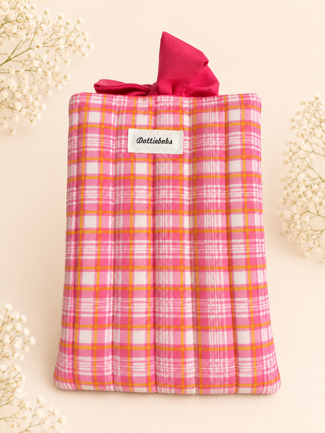 Hot pink tartan Tablet/Book sleeve