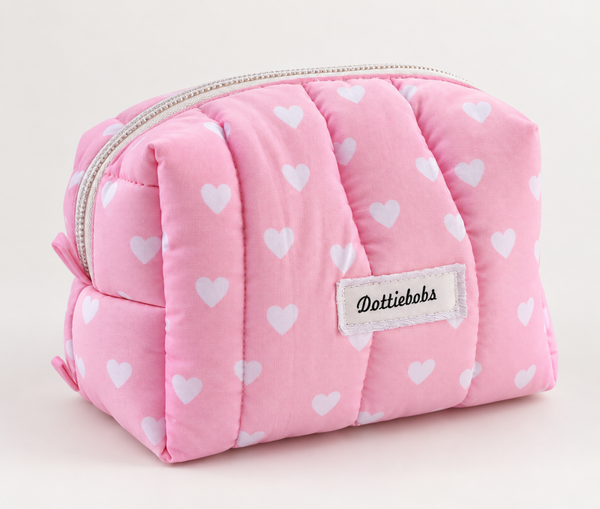 Pink heart make up bag