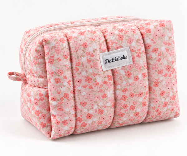 Peach floral make up bag