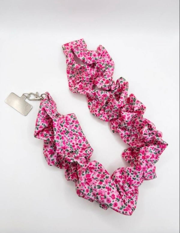 Pink Floral Ruffle lanyard