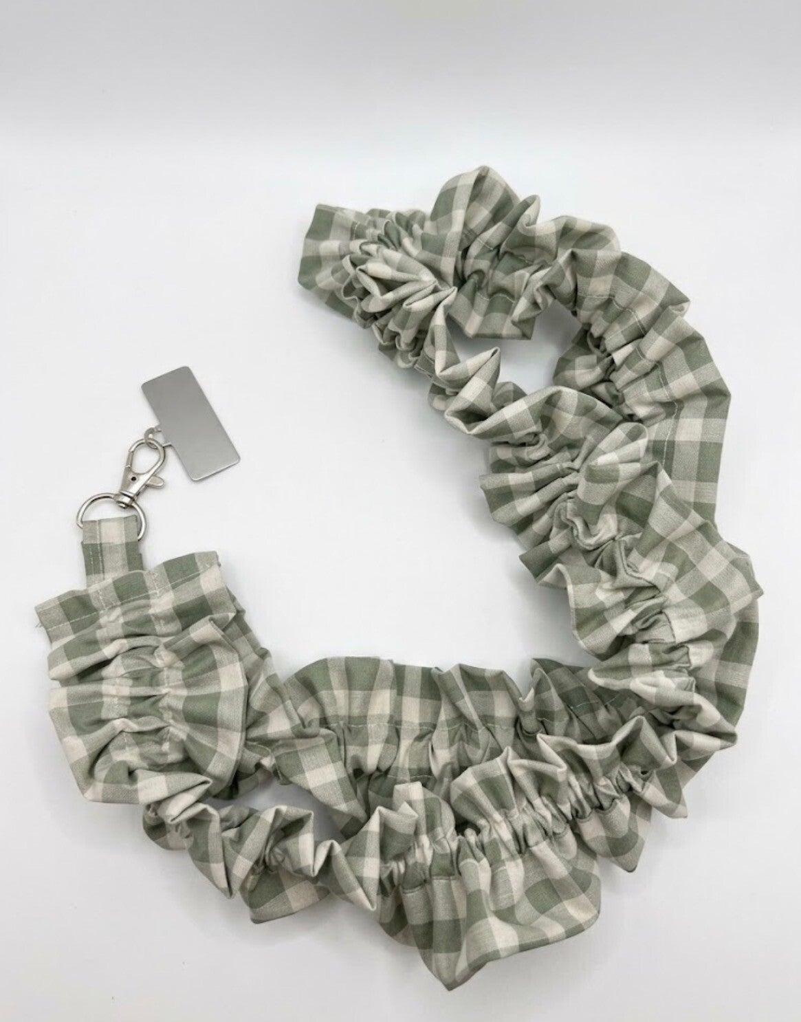 Green Checker ruffle lanyard