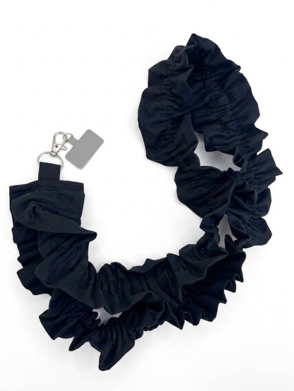 Black ruffle lanyard