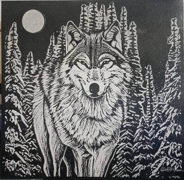 Gravure sur toile Loup forêt