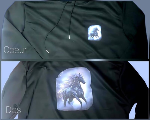 Sweat à capuche avec cheval bleu