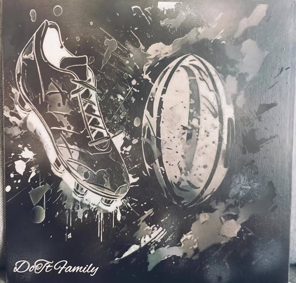 Gravure toile ballon de rugby