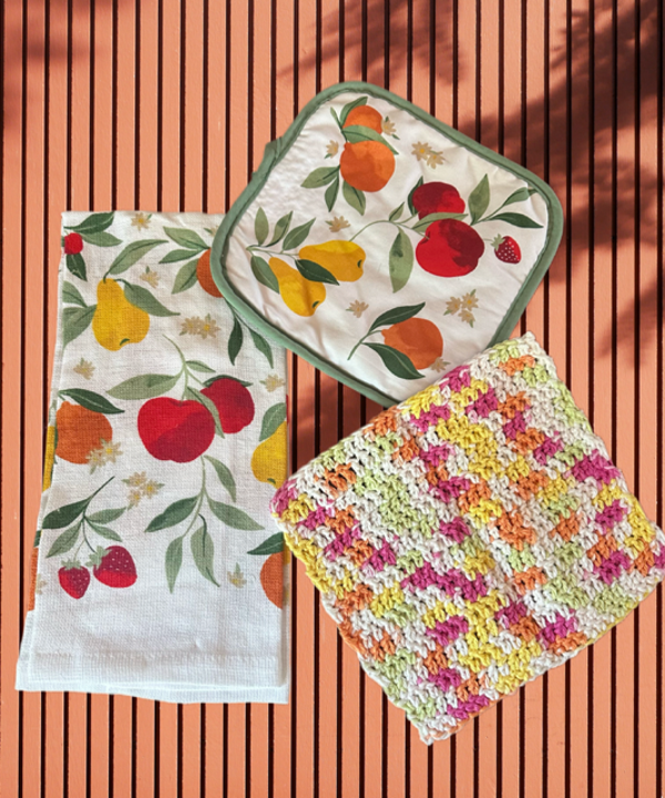 3 pc Hanging Fruit Dishtowel Set