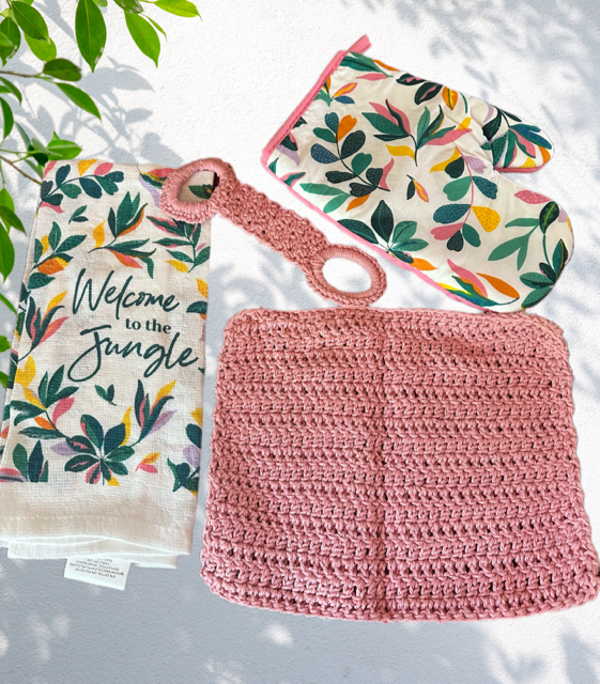 4 pc Jungle Flower Dish Towel Set