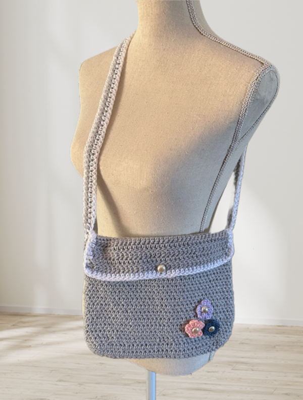 Flowers & Pearls Purse - Sparkle Grey