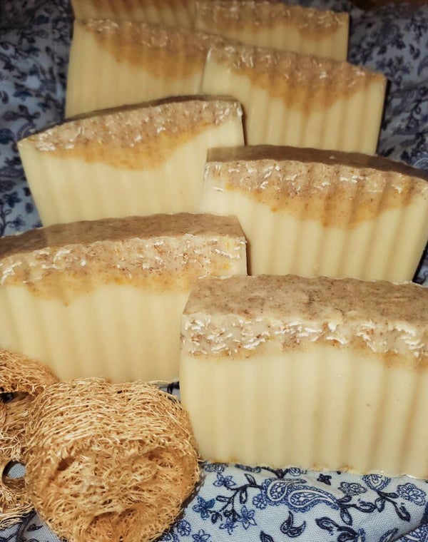 Raw Honey, Ginger Oatmeal Goats Milk Soap Blocks