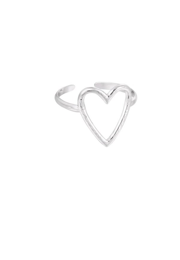 Open ring hart zilver