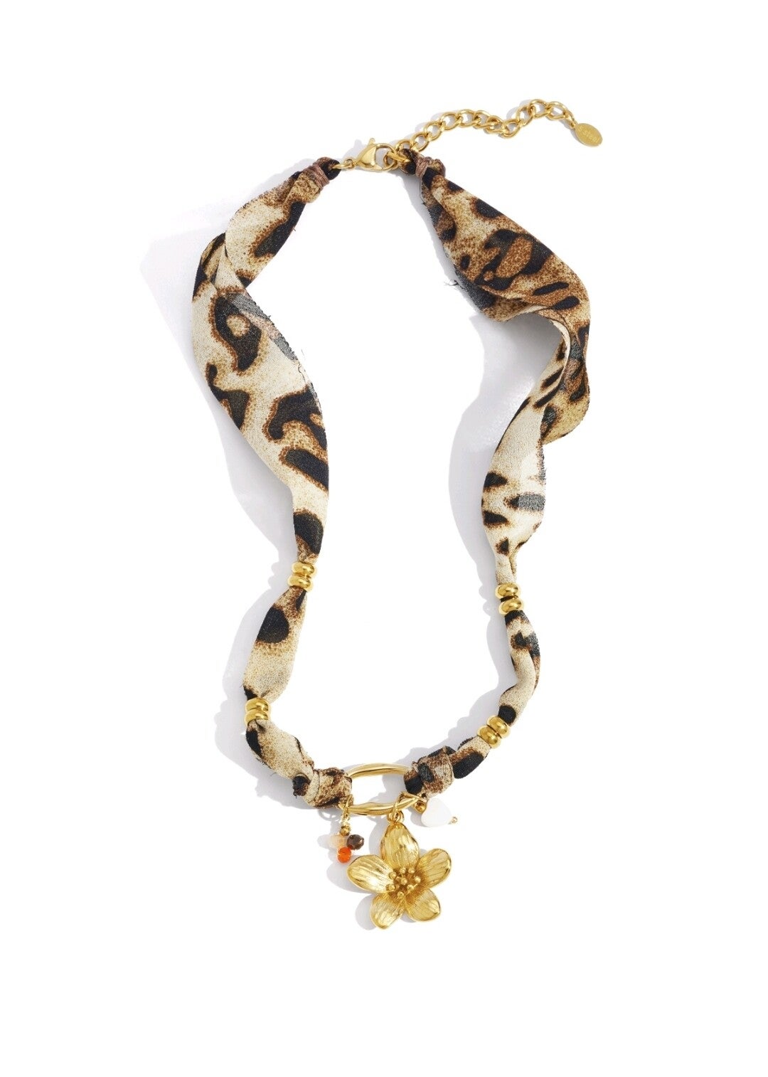 Panterprint en bloem ketting