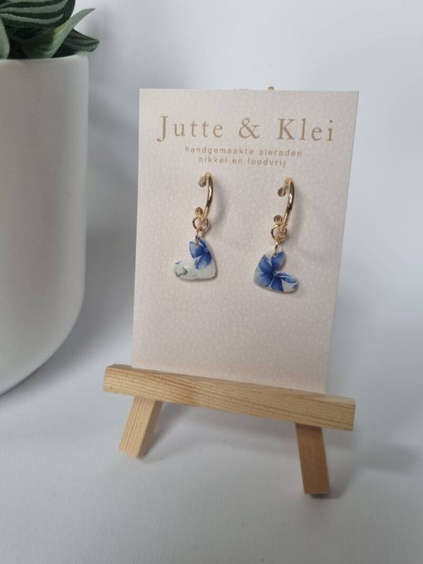 Hartje print blauwe bloem