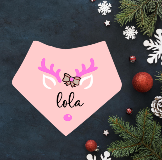 Honden kerst bandana Reindeer met eigen naam