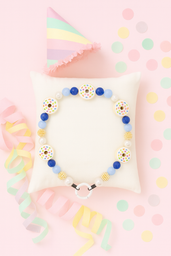 Blue Donut Party– Honden Verjaardag Ketting 12 mm