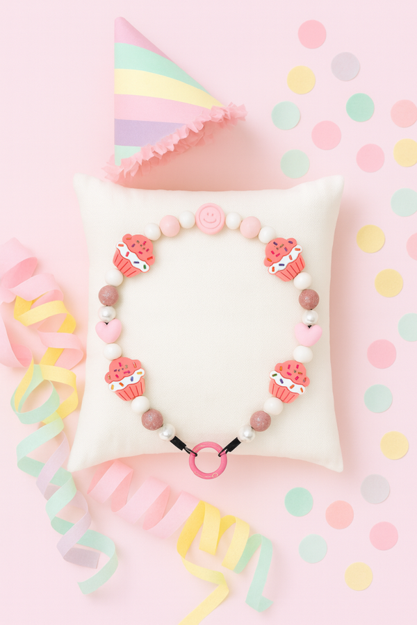 Pink Party Cupcake – Honden Verjaardag Ketting 12 mm