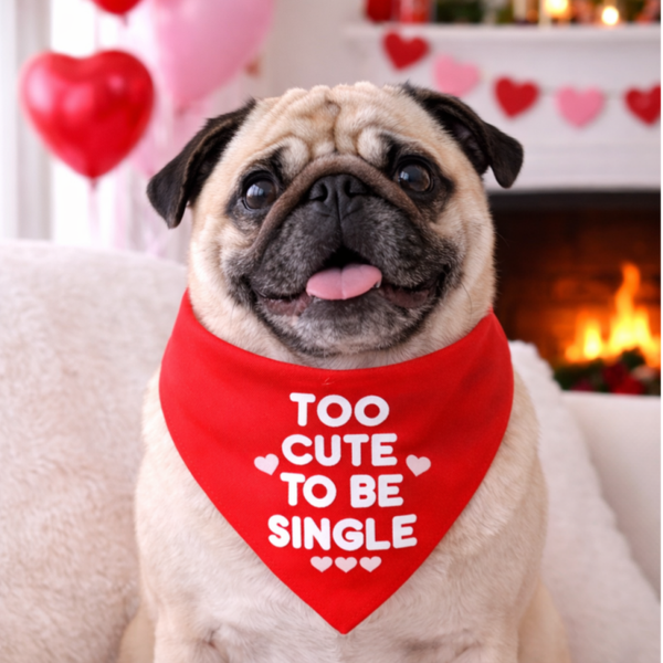 Valentijn Bandana voor honden Too cute to be single