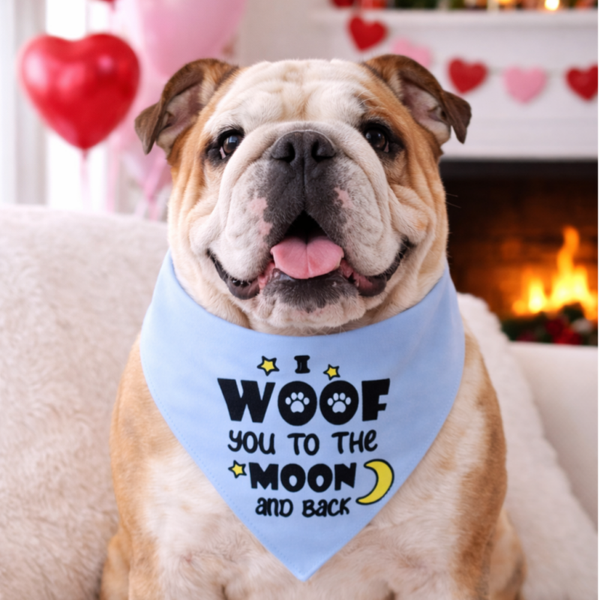 Valentijn Bandana voor honden I woof you to the moon