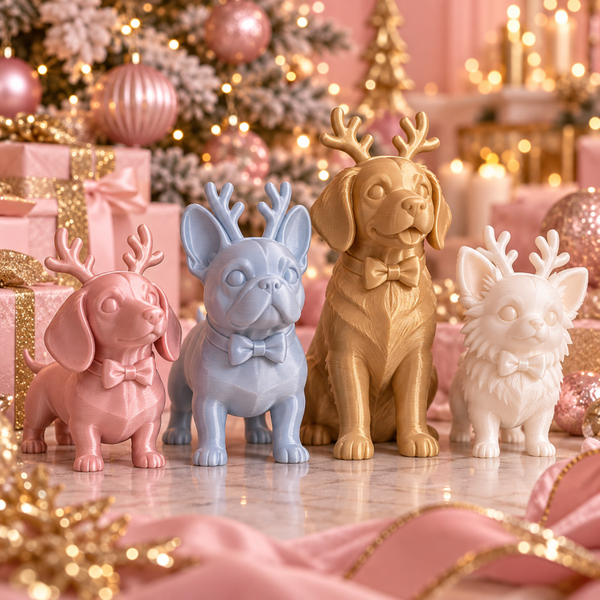 Kerstbeeld Hond met Rendiergewei