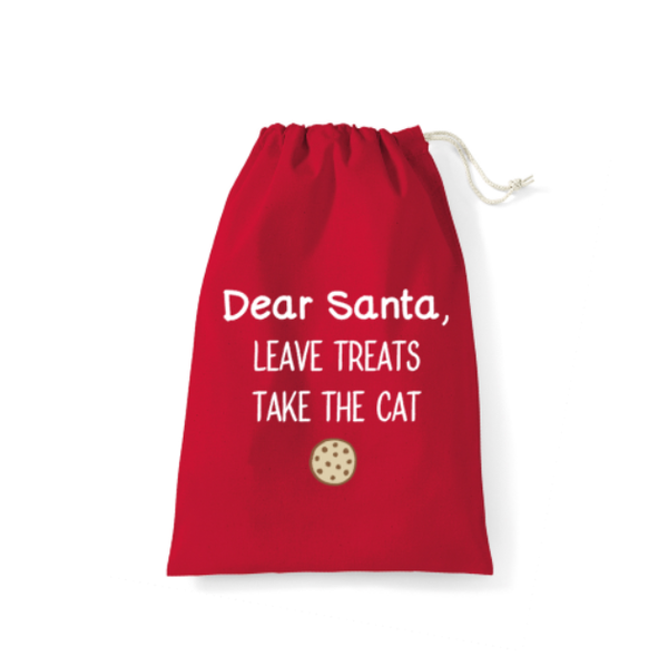 Kerstcadeau zak Dear Santa leave treats, take cat