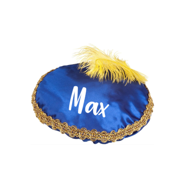 Pietenmuts blauw met eigen naam