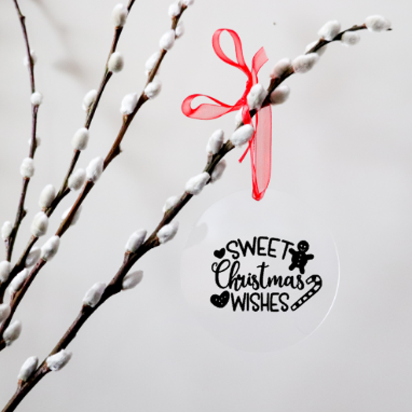 Kerstbal Sweet Christmas Wishes van plexi glas