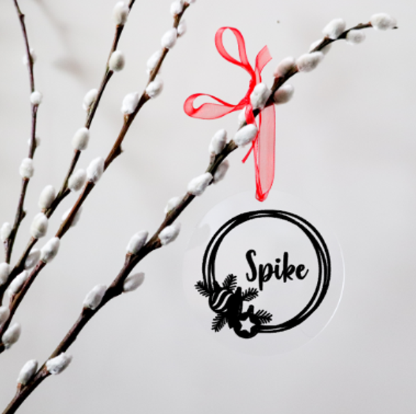 Kerstbal met eigen naam van plexi glas