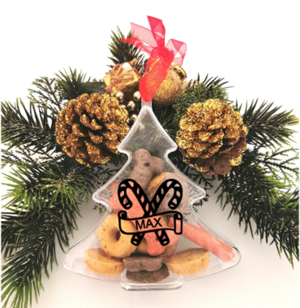 Kerstboom hanger met snacks en eigen naam