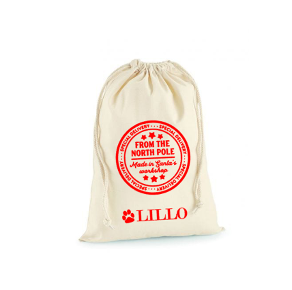 Kerstcadeau zak From the North Pole met eigen naam Klein