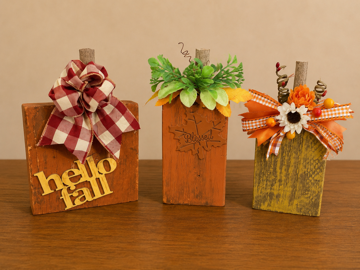 Rustic Block Pumpkin Collection