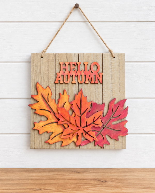 Hello Autumn Wooden Hanging Sign