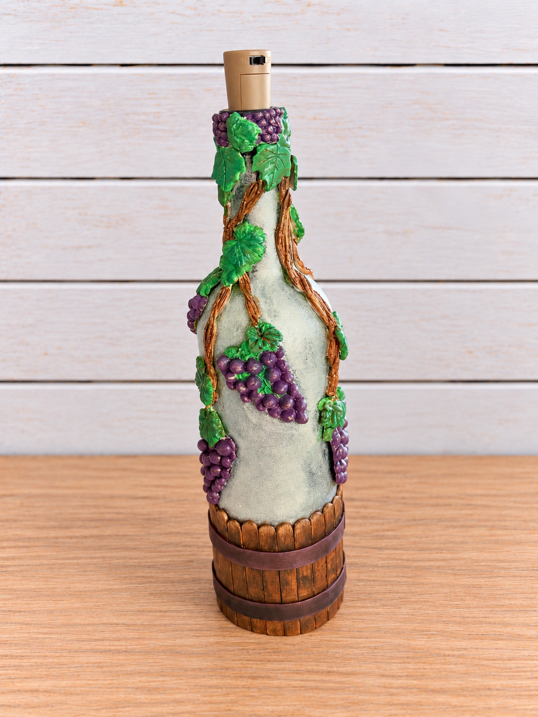 Grapevine Glow LED Clay Bottle