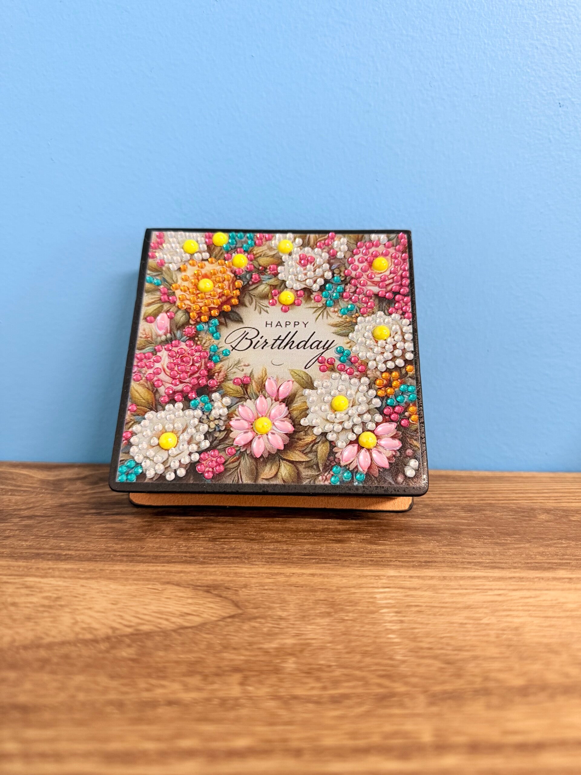 Happy Birthday Floral Gemmed Memo Note Holder