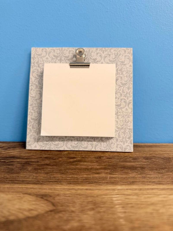 Silver Damask Sticky Note Holder