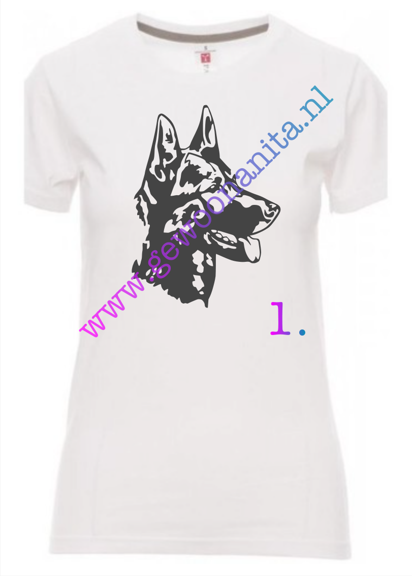 P0101 - T-shirt Duitse Herder op Wit 1