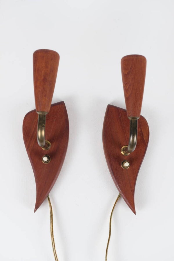 Deens teak Mid Century wandlamp