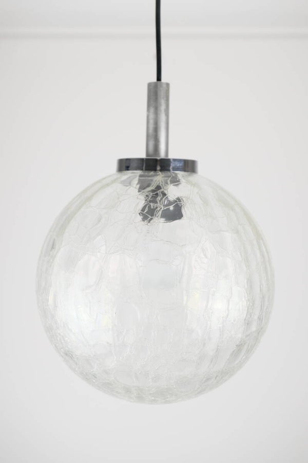 Doria Leuchten ijsglas hanglamp jaren 60