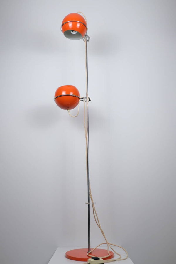 Gepo Eyeball dubbel vloerlamp oranje jaren 70