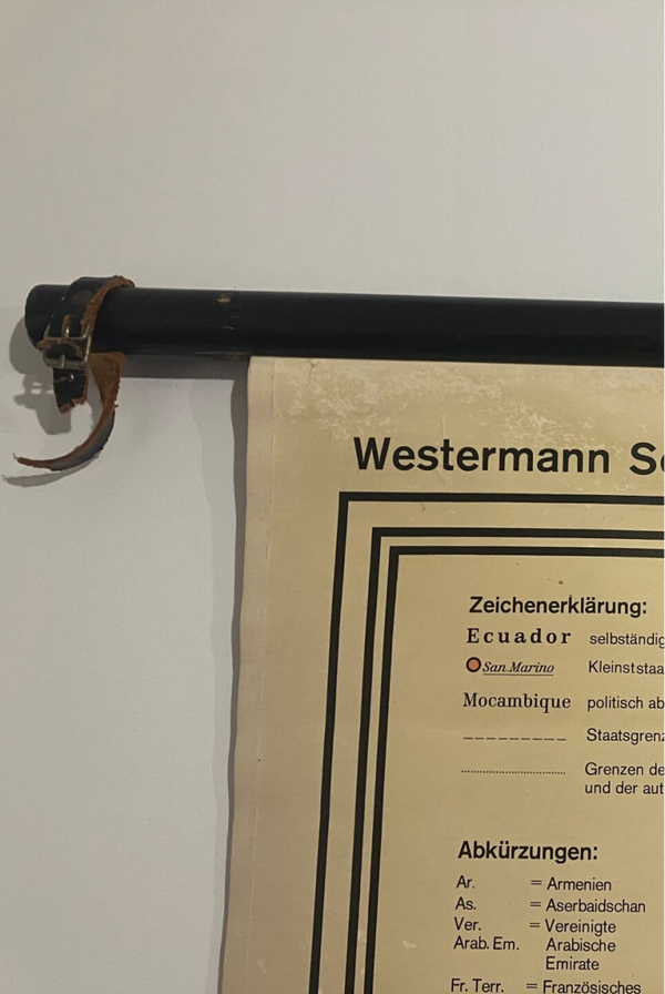 Wereldkaart politiek 260cm Westermann jaren 70